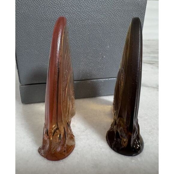 Lalique France Papillion Amber Art Glass Butterfly’s Figurine Set - Picture 4 of 13